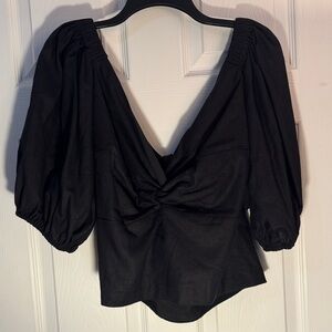 Ann Taylor Black Puff Sleeve Blouse